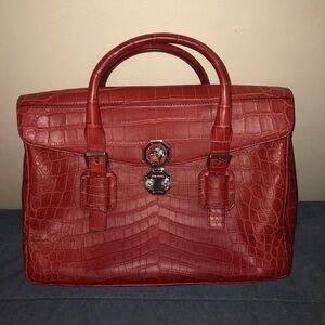 Stefano Ricci Red Matted Crocodile Leather Briefcase